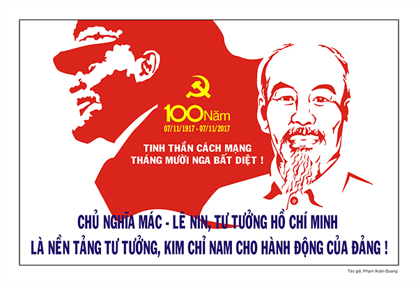 Tranh cổ động chào mừng kỷ niệm 100 năm Cách mạng tháng Mười Nga